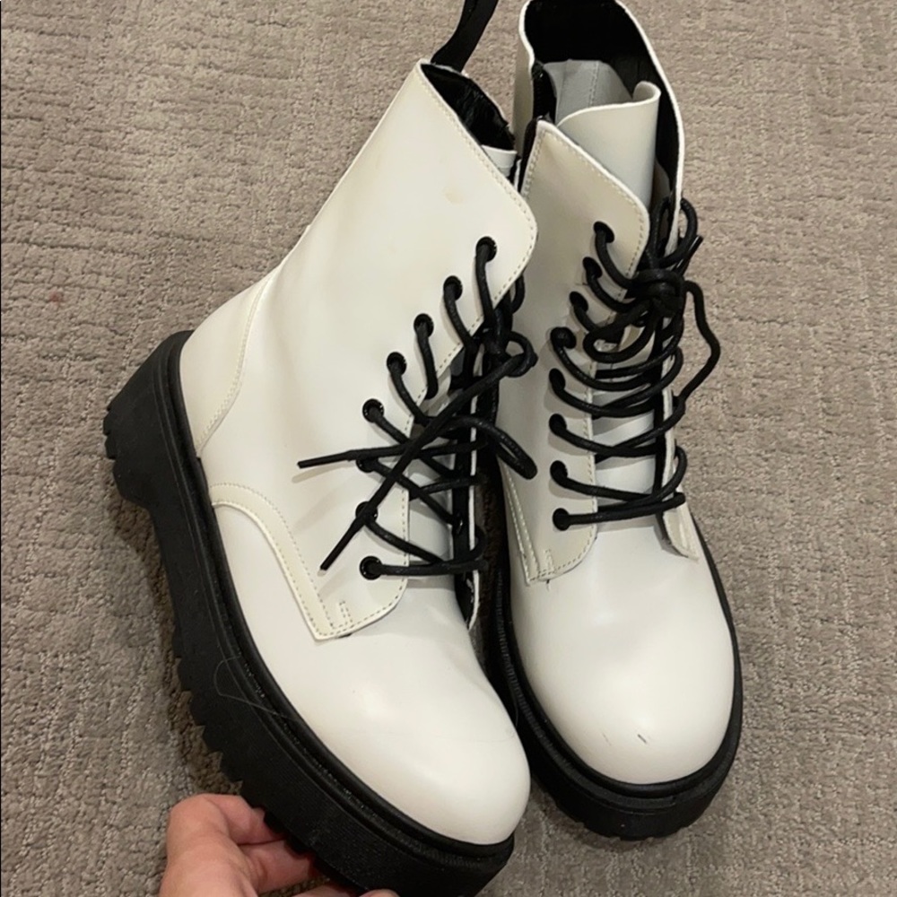 White combat boots